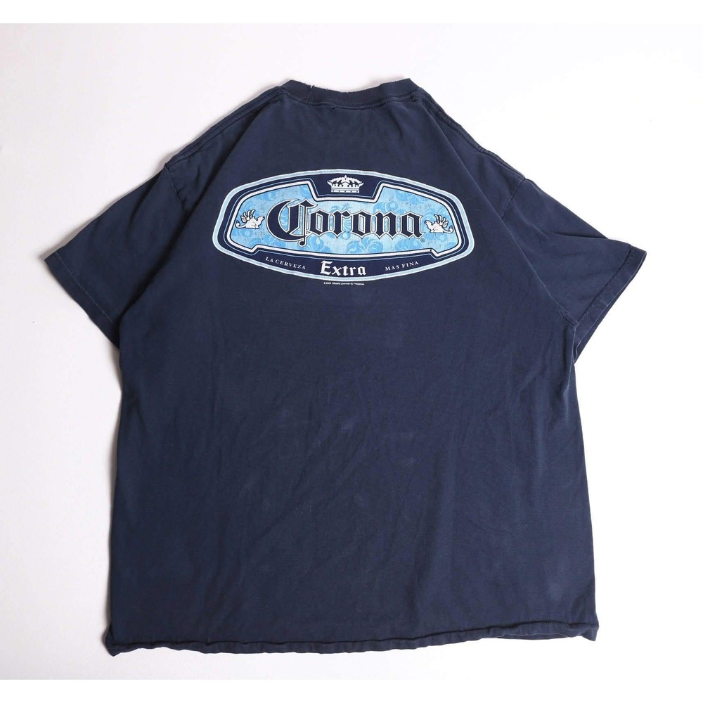 Vintage 2004 Corona Extra Beer T-Shirt Navy Blue Graphic Tee XL